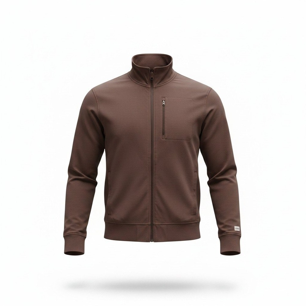 Pact Full Zip Jacket Mens L Brown Organic Cotton French Terry Activewear